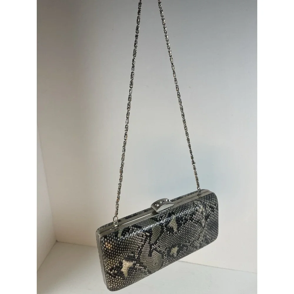 Women's Faux Leather Snakeskin Envelope Clutch Bag Convertible‎ Shoulder Strap